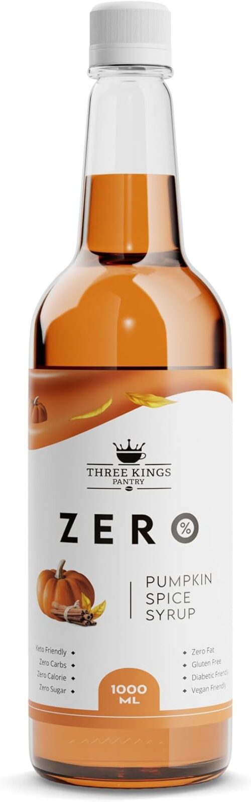 Three Kings Pantry Zero Calorie Syrups | Keto Friendly Coffee Syrup Sugar Free | Guilt Free indulgent flavouring (Pumpkin Spice)