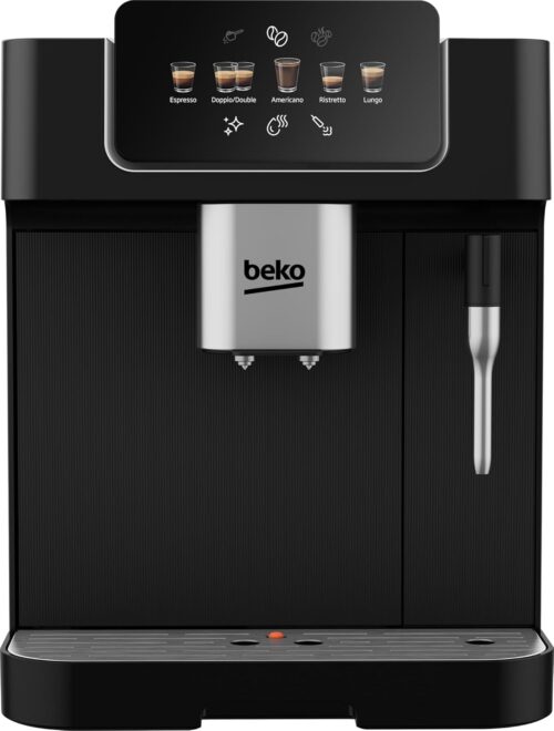 Beko CaffeExperto Bean to Cup Coffee Espresso Machine CEG7302B | Black | Colour Touch Screen Display | 2L Capacity |19 Bar Pressure | 2 Coffee Nozzles & Milk Frother