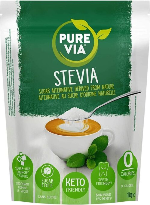 Pure Via Stevia Sugar Alternative 1kg – Gluten Free, Vegetarian and Vegan Friendly Natural Sweetener – 1 Pack