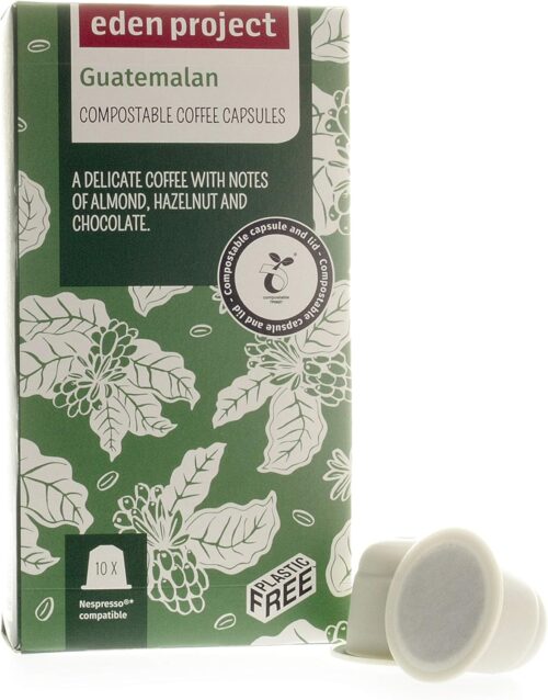THE EDEN PROJECT Plastic Free Nespresso Compatible Coffee Capsules | Guatemalan | Home Compostable – Biodegradable – Climate Neutral (60)