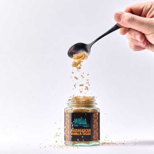Vanilla Mart Vanilla Infused Demerara Sugar 80g in a Jar Madagascan Bourbon Flavour for Coffee or Baking