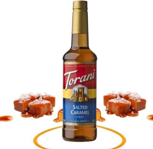 Torani Salted Caramel Coffee Syrup (750ml) – Pure Cane Sugar Coffee Syrups for Lattes, Hot Chocolates, Macchiatos & Dessert Drinks – Sweet & Salty Taste, Vegetarian-Friendly