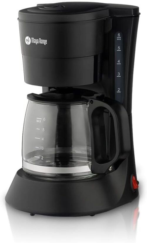 MAYA RANGE 600ml Filter Coffee Machine, 6 Cup, 1000W Coffee Maker for Instant Coffee, Espresso, Macchiato & More, Boil-Dry Protection, Anti-Drip Function, Automatic Turn-Off Feature, Black