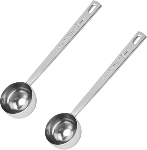 2 Pieces Tablespoon Measuring Spoon,Coffee Scoop,15 ml Stainless Coffee Spoons,Multifunctional and Reusable Long Handle Dosing with Scale Spoon,for Coffees,Milk,Tea and Other Powder Measuring.