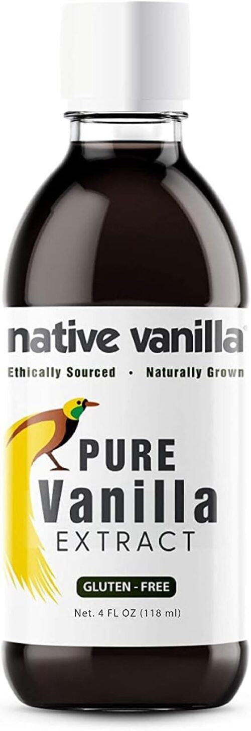 Native Vanilla – Pure Vanilla Extract – 118ml (4 oz) – Made from Premium Vanilla Bean Pods – for Chefs and Home Cooking, Baking, and Dessert Making