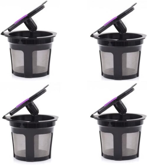 zalati Reusable K Cups 4pcs Coffee Filters Food Grade for Universal Compatible with Keurig 2.0 & 1.0 Brewers