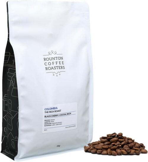 Rounton Coffee Roasters | Colombian Rich Roast 1kg | Strong Dark Roast Whole Coffee Beans | Roasted in Yorkshire | 100% Arabica | Speciality Coffee Bags | Columbian Coffee