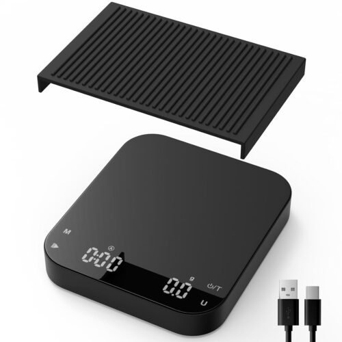 Rechargeable Coffee Scale with Timer, Diyife 0.1g/3KG High Precision Electronic Espresso Scale with HD LED Display, Portable Analytical Lab Balance for Labs, Jewellers, Gold, Food
