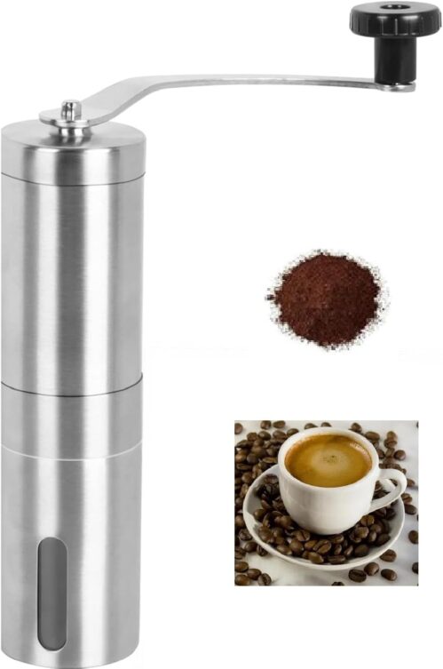 Eidyer Manual Coffee Bean Grinder, Stainless Steel Handheld Portable Coffee Bean Grinder Compact Design for Home,Office,Travelling &Outdoors