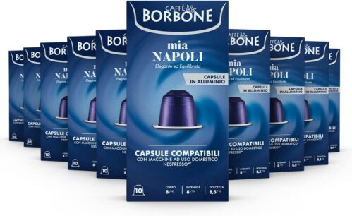 CAFFÈ BORBONE “Mia Napoli” Blend – 100 Aluminium Coffee Capsules (10 packs of 10) – Compatible with Nespresso* Coffee Machines for domestic use