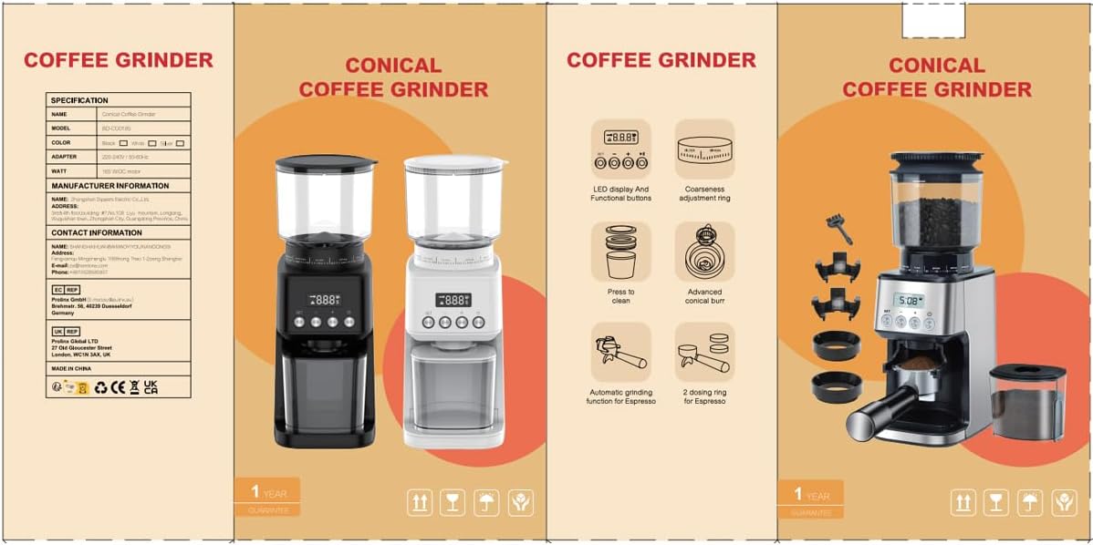 Homtone Conical Burr Coffee Grinder Electric for Portafilter and Container, 51 Grind Settings Adjustable Coffee Grinder for Drip/Pour Over/Espresso/French Press, Anti-Static, 12 Cup - Image 10