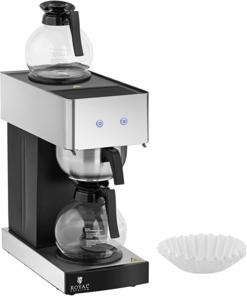 Royal Catering Filter Coffee Maker – 2 x 1.8 L – 2 hot plates – incl. 2 glass containers Coffee machine Commercial coffee machine Filter coffee maker Automatic coffee machine