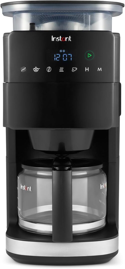 Instant Grind and Brew Bean to Cup Coffee Maker, 24 Hour Programmable Filter Coffee Machine, Reusable Filter, Glass Carafe, Digital Display – 4-10 cup Customisable Brewing & Automatic Bean Grinder