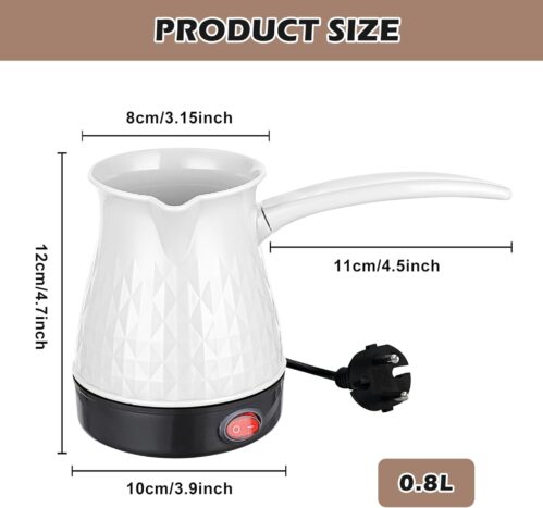 Vegena Espresso Maker Induction, 500 ml Turkish Coffee Pot, Electric Turkish Coffee Machine, Electric Coffee Pot for Home, Office, Mocha & Tea, Travel (White)