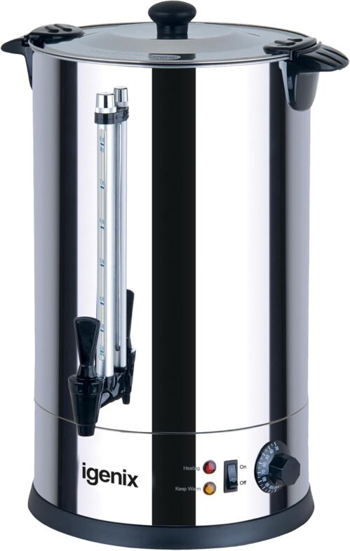 Igenix IG4030 Catering Urn, Hot Water Boiler, Tea Urn for Home Brewing, Commercial or Office Use, 30 Litre, Stainless Steel