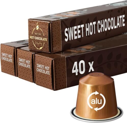 HOT CHOCOLATE Pods | Compatible with Nespresso | 40 Alu Capsules | Perfect for a Delicious Café Mocha