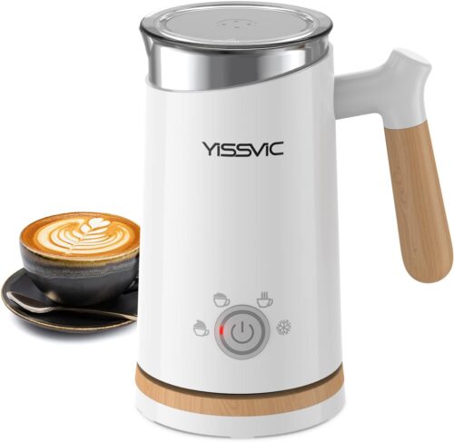 YISSVIC Milk Frother Electric Milk Steamer Automatic Hot or Cold Milk Foam Maker for Capuccino Chocolate Latte