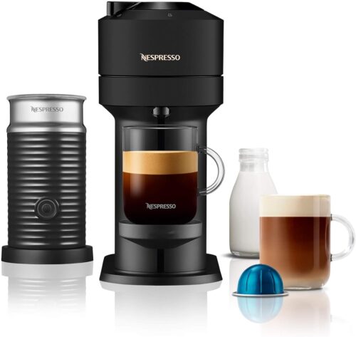 Nespresso Vertuo Next Automatic Pod coffee machine with milk frother for Espresso, Cappuccino & Latte by Magimix in Matt Black [Amazon Exclusive]