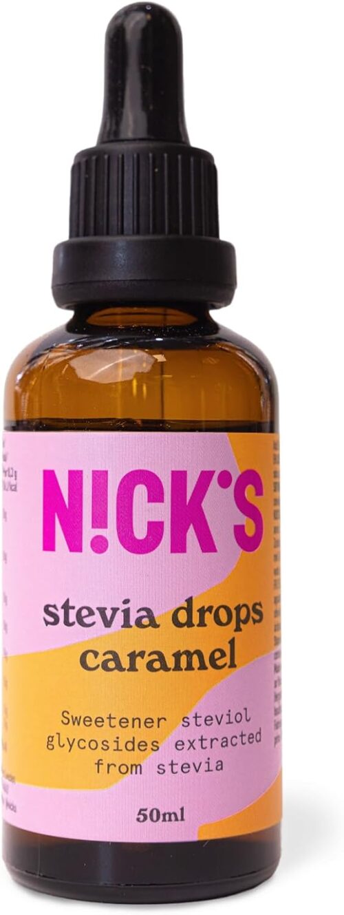 NICKS Caramel Stevia Drops (50ml) Sugar Free Zero Calorie Liquid Flavoured Keto Sweetener Gluten Free Low Carb Sugar Substitute Alternative