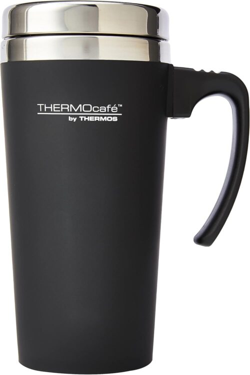 THERMOcafè by Thermos 420 ml Plastic and Stainless Steel Soft Touch Travel Mug, Black