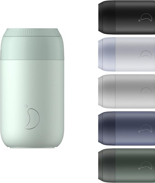 Chilly’s Series 2 Coffee Cup – Tight Seal, No Sweating – BPA-Free Stainless Steel – Reusable – Double Walled, Vacuum Insulated – Lichen Green, 340ml