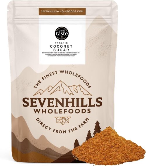 Organic Coconut Sugar 1kg, from Coconut Nectar Blossom – Low GI Brown Sugar, for Drinks, Desserts & Baking, from Sevenhills Wholefoods