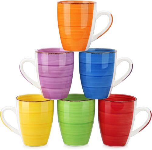 vancasso Bonita Large Mugs Set of 6, 500ml Stoneware Coffee Cup and Mug, Microwave & Dishwasher Safe Tea Cups, Mugs for Hot Drinks, Warm Color