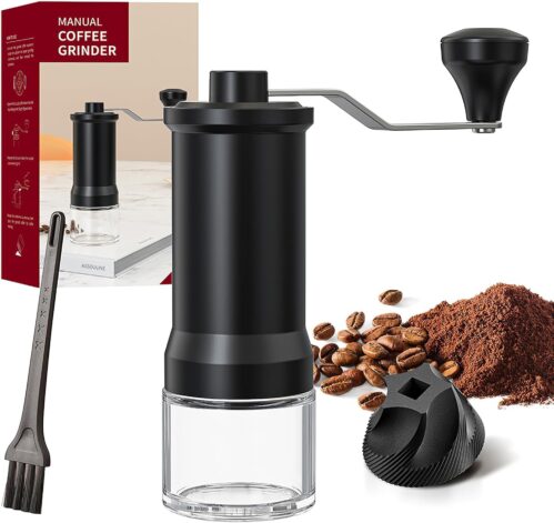 LTXDJ Manual Coffee Grinder, Portable Coffee Bean Grinder with Adjustable Coarseness, Ceramic Burr Coffee Grinder Manual, Hand Coffee Grinder for Espresso, Aeropress, French Press, Hand Pour