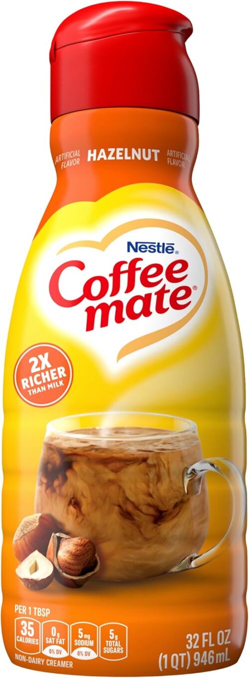 Coffee-Mate, Liquid Coffee Creamer, Hazelnut, Quart, 946g