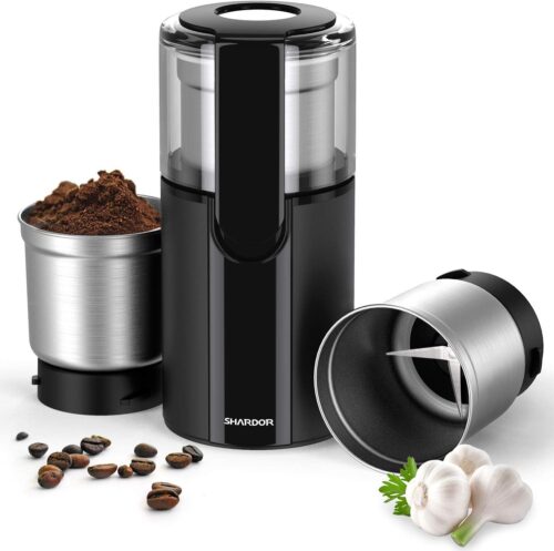 SHARDOR Coffee & Spice Grinders Electric with 2 Removable Stainless Steel Bowls for Dry or Wet Grinding, 70g.