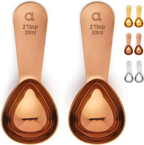 Coffee Scoop by Apace – 2 Tablespoon (Tbsp) – The Best Stainless Steel Measuring Spoons for Coffee, Tea, and More (2 Pack, Rose Gold)