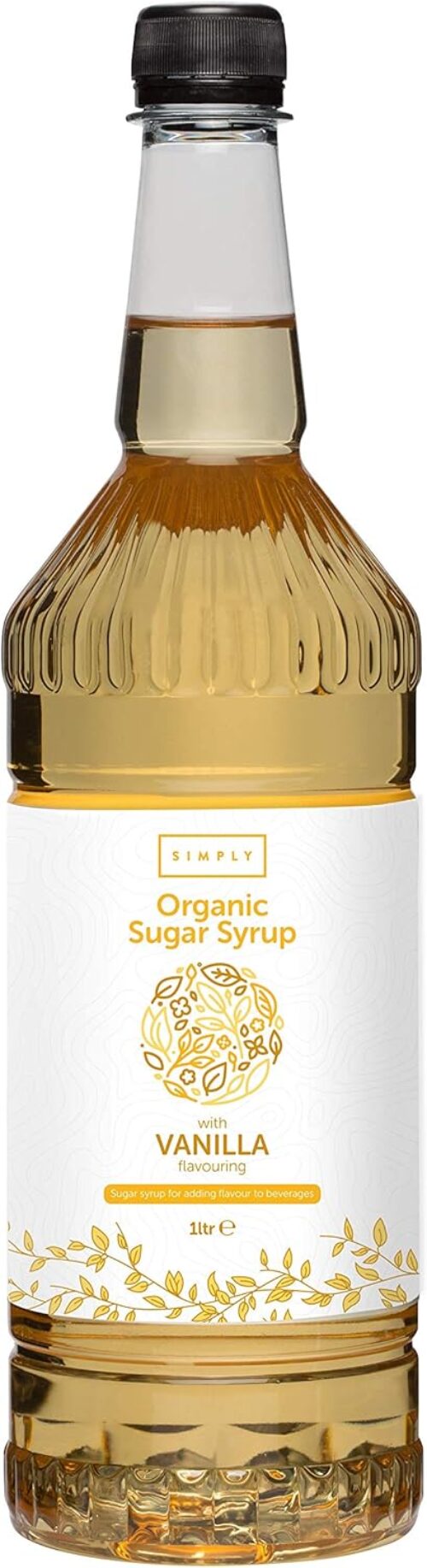 Simply Organic Vanilla Syrup, Vegan & Nut Free Natural Flavoured Syrup for Coffee, Cocktails & Baking (1 Litre)