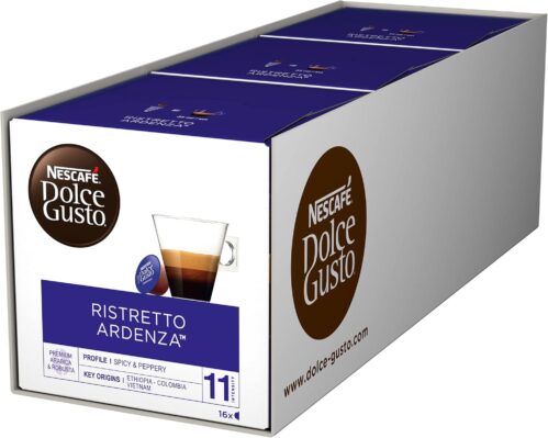NESCAFE Dolce Gusto Espresso Ristretto Ardenza Coffee Pods – total of 48 Espresso Capsules – Intensity 11 – Premium Arabica Coffee (3 Packs)