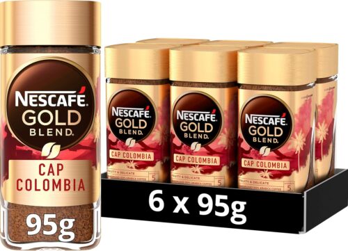 NESCAFÉ Cap Colombia Instant Coffee, Light Roasted 100 Percent Arabica Single Origin Premium Instant Colombian Coffee, 95g (Pack of 6)
