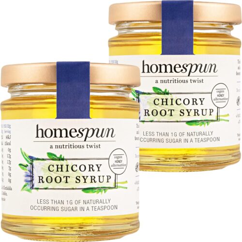 Homespun Chicory Root Syrup – Keto & Low Carb Sweetener – Low Sugar, Vegan Honey – High in Prebiotic Fibre – Diabetic Friendly, Low GI Natural Sweetener – Plant Based – 2x 200g Glass Jars